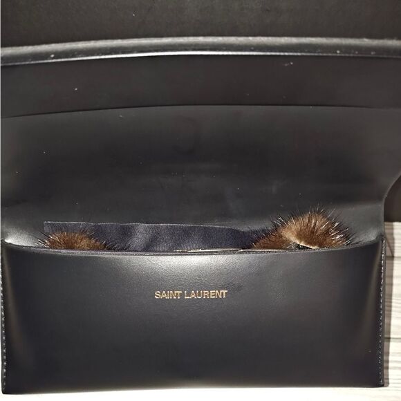 SAINT LAURENT Mink Fur Sunglasses Aviator Classic 11 Shields With Storage Case - Picture 11 of 12